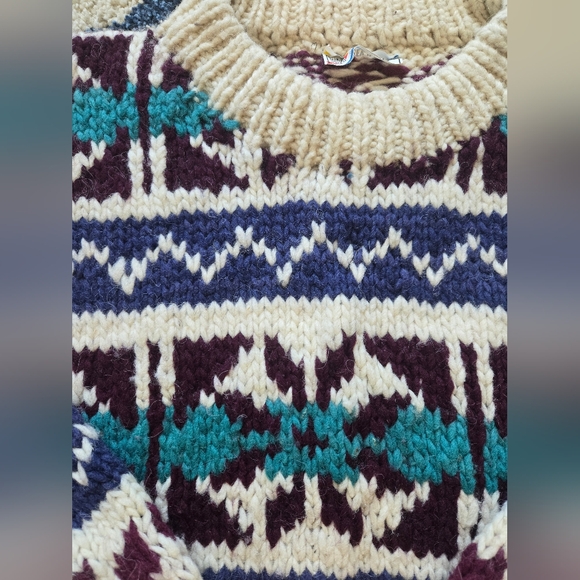 Rey Wear Handmade 100% Wool Chunky Knit Sweater Size XL Made in Ecuador - Picture 5 of 6